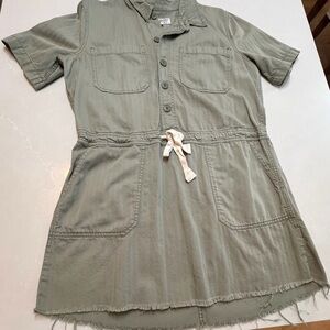 Lucky Brand Olive Button-Up Casual Dress, Large